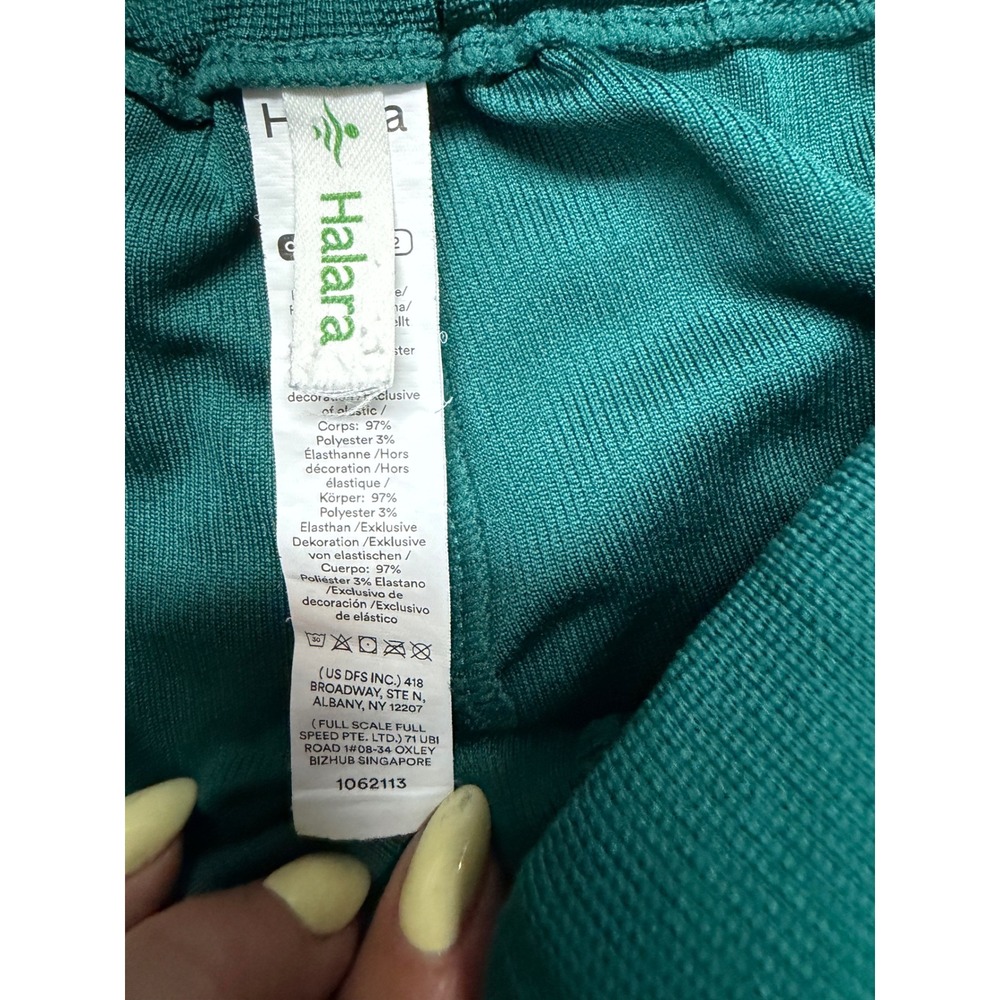 Halara Women Teal Green Wide Leg Pleated Trousers High Rise Pants Large - Picture 2 of 9
